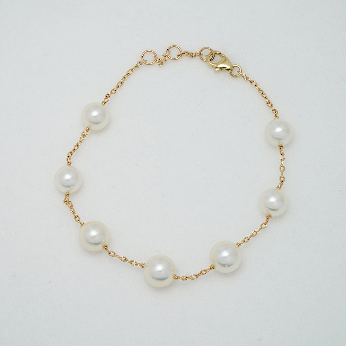 TC-27: 7-8.5 mm Hanadama Akoya Pearl Tin Cup Bracelets, 7-8", 14K, view 4