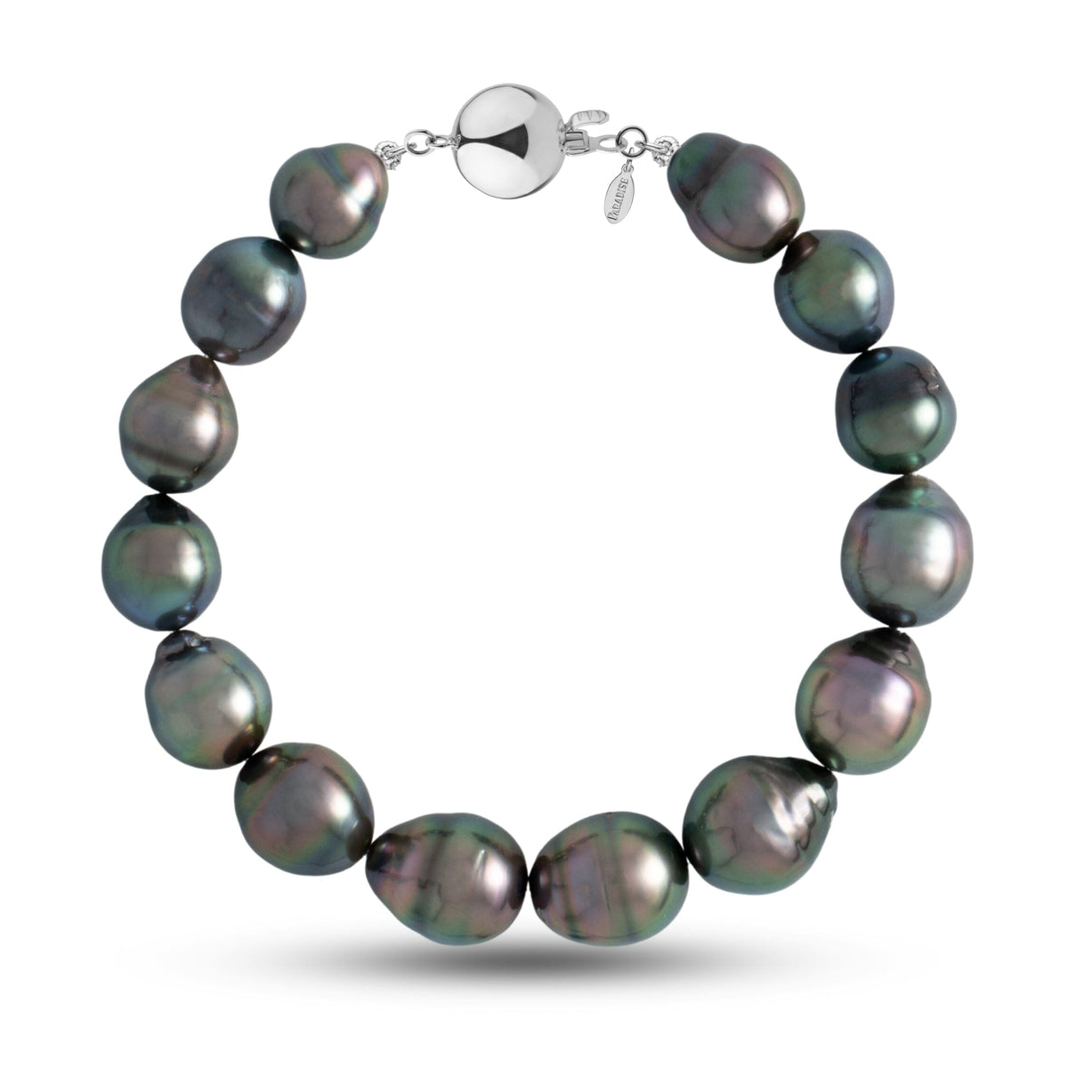 9.7-11.4 mm AA+/AAA Drop Tahitian Pearl Bracelet with a 14K white gold polished ball clasp