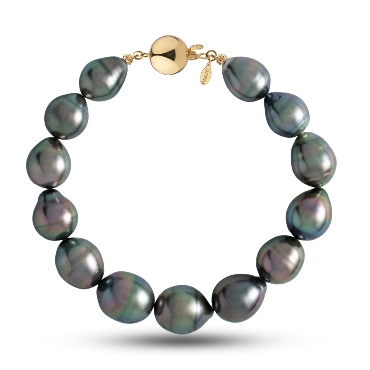 10.1-12.1 mm AA+/AAA Drop Tahitian Pearl Bracelet with a 14K white gold polished ball clasp