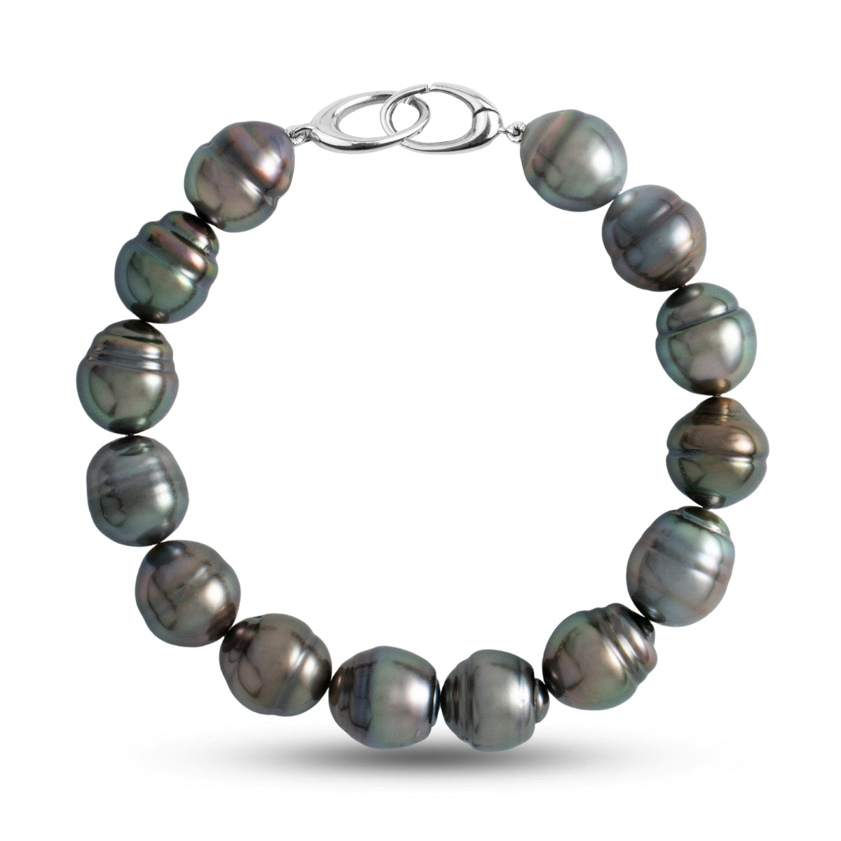 10.4-10.9 mm AA+/AAA Baroque Tahitian Pearl Bracelet with a 14K white gold orbit clasp