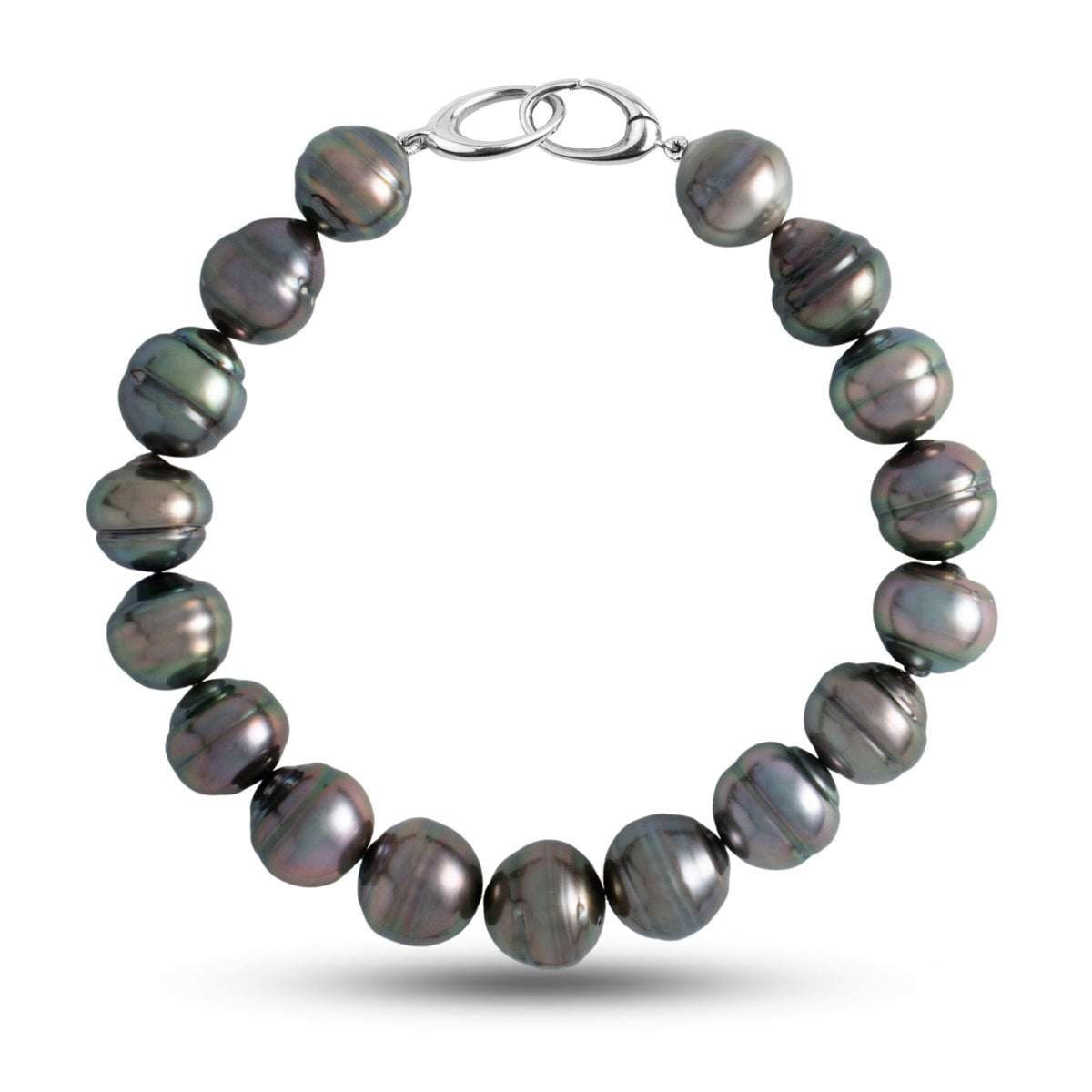 10.0-11.0 mm AA+/AAA Baroque Tahitian Pearl Bracelet with a 14K white gold orbit clasp
