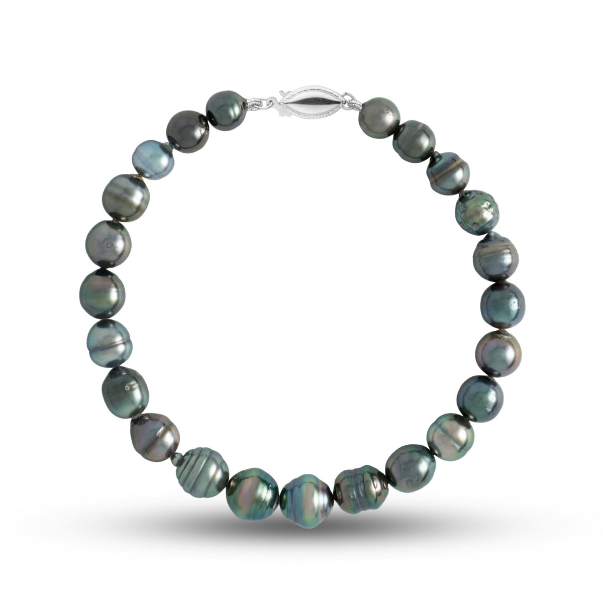 6.0-8.0 mm AA+ Baroque Tahitian Pearl Bracelet with a 14K white gold fish hook clasp