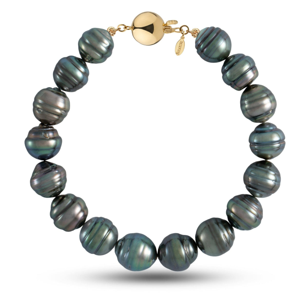 10.0-10.8 mm AA+ Baroque Tahitian Pearl Bracelet with a 14K yellow gold polished ball clasp