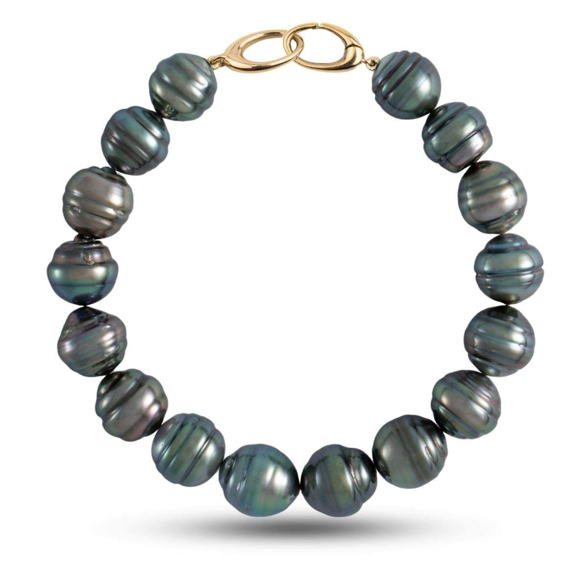 10.0-10.8 mm AA+ Baroque Tahitian Pearl Bracelet with a 14K yellow gold orbit clasp