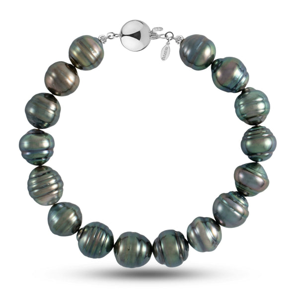 10.3-10.7 mm AA+ Baroque Tahitian Pearl Bracelet with a 14K white gold polished ball clasp
