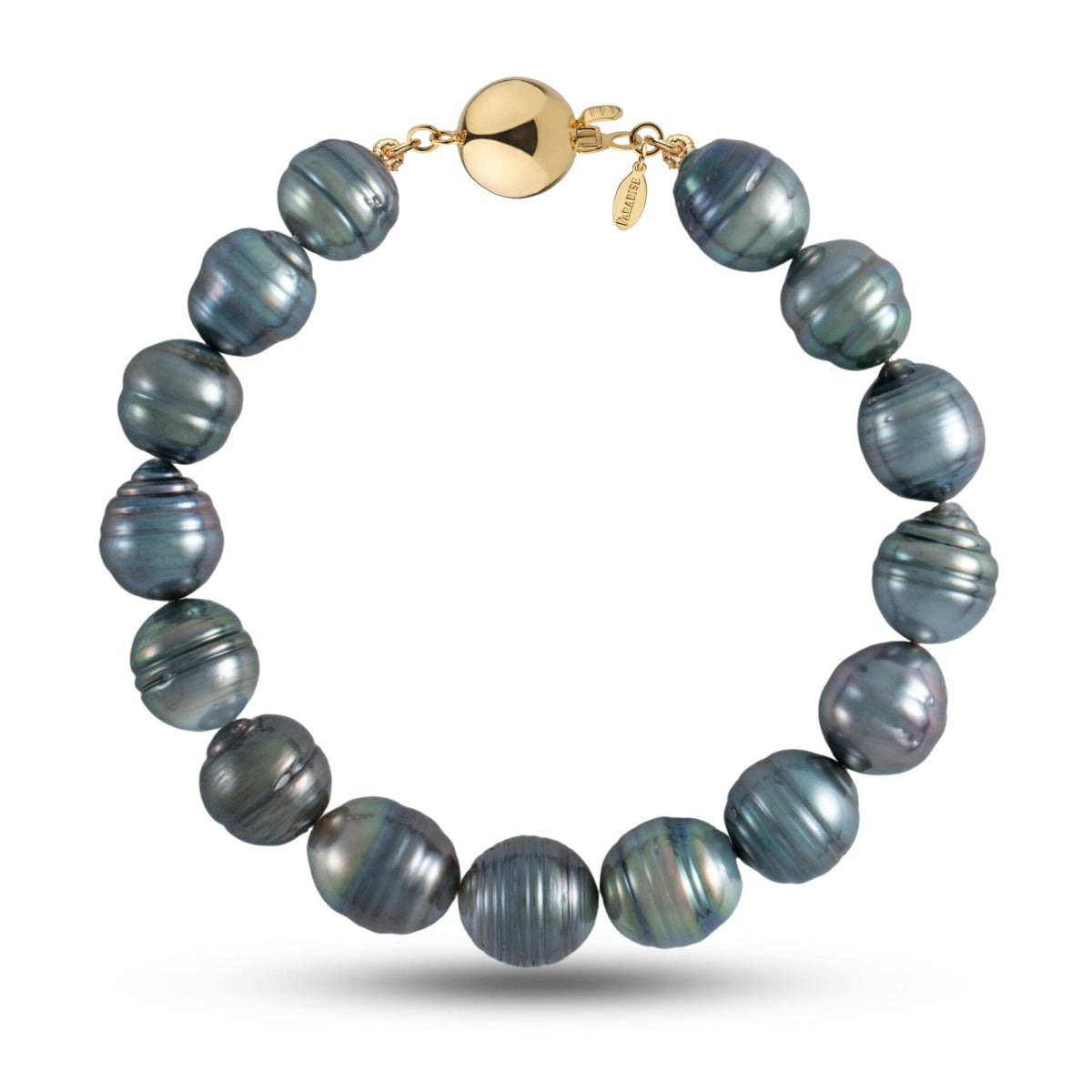 10.0-11.0 mm AA+ Baroque Tahitian Pearl Bracelet with a 14K yellow gold polished ball clasp