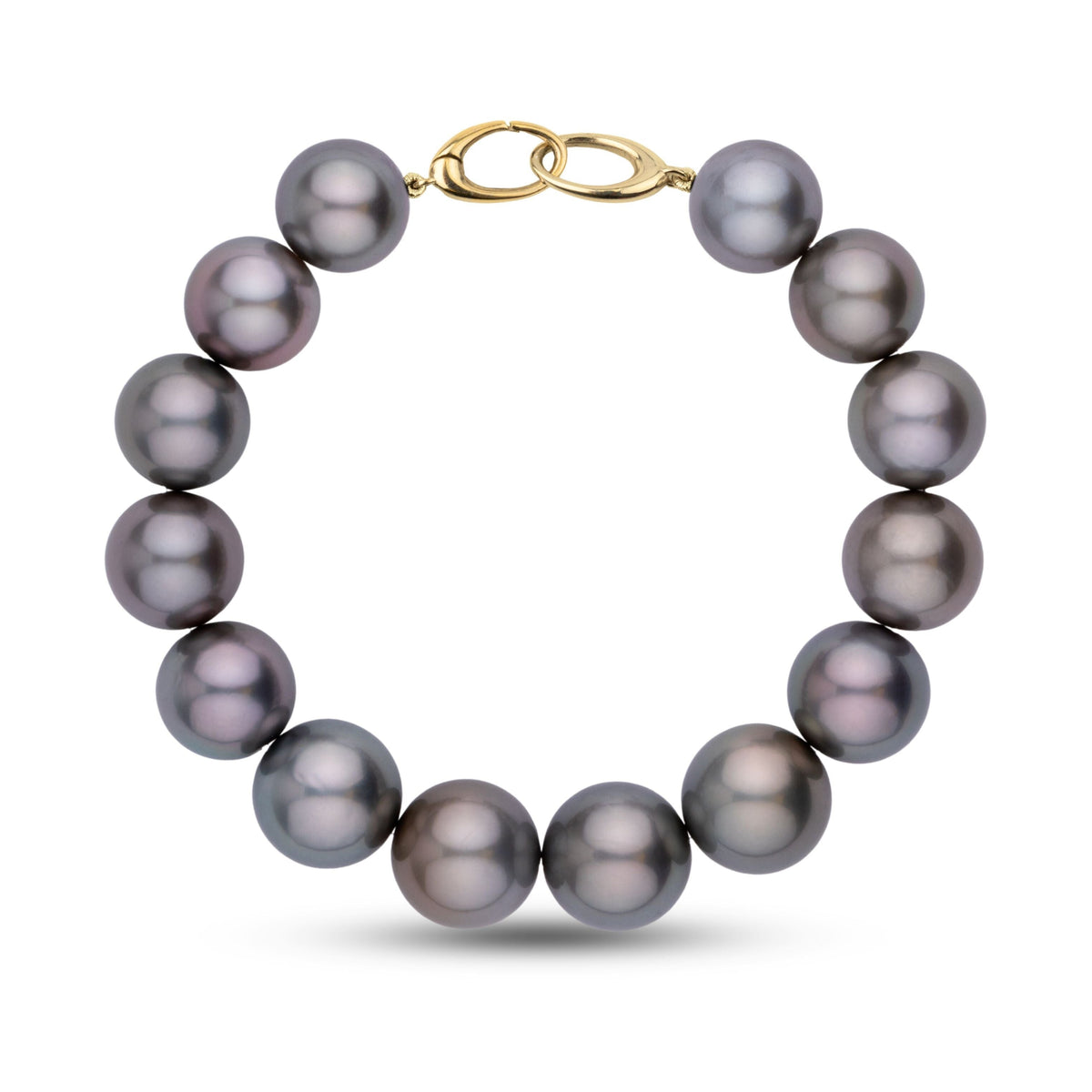 11.2–12.6 mm AAA Round Tahitian Pearl Bracelet with a 14K White Gold Polished clasp