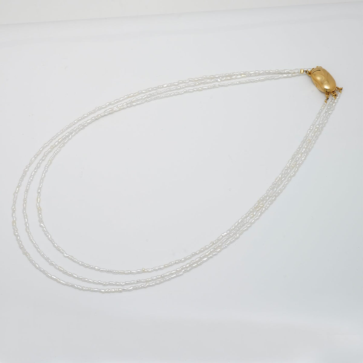 U-33: 1.7-2 mm Triple-strand Akoya Keshi Pearl Necklace, 16.5", GP SS, view 2