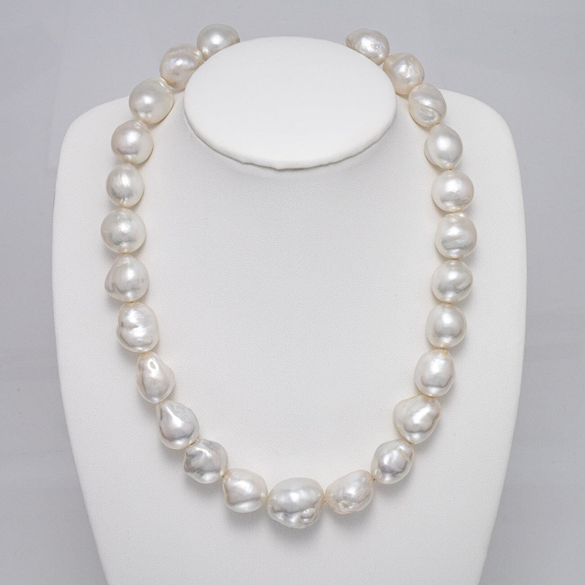 13.4-17.3 mm AAA Baroque White South Sea Pearl Necklace, view 2
