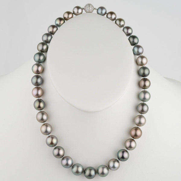 Elegant Assael Collection: 11.3–13.3 mm Fijian Pearl Necklace featuring lustrous multicolored cultured pearls with a decorative clasp, perfect for sophisticated occasions.