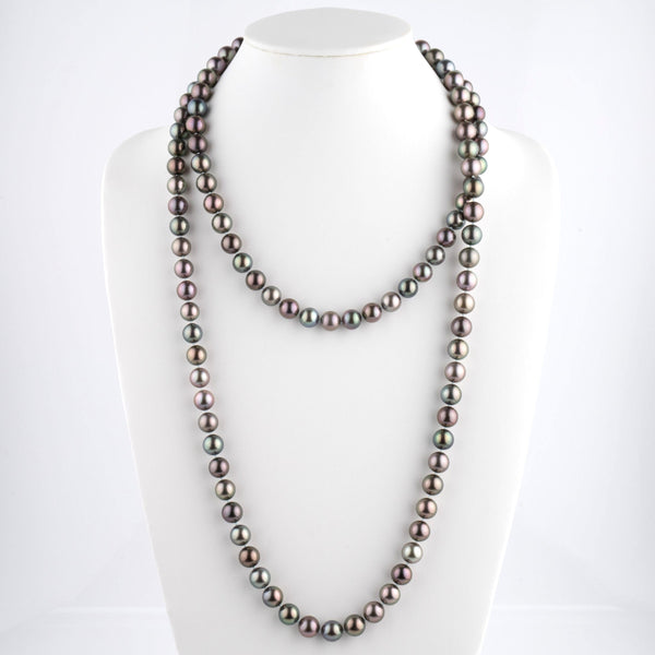 10.0-11.0 mm Round Multicolor Tahitian Pearl Necklace 52.75 inches