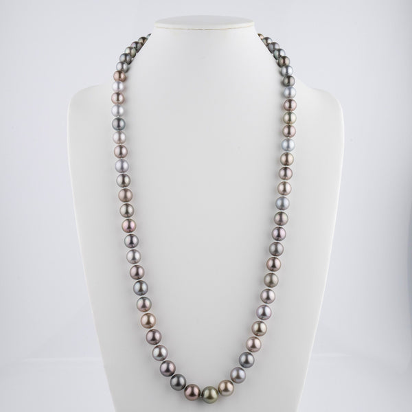 10.3–13.3 mm Round Multicolor Tahitian Pearl Necklace