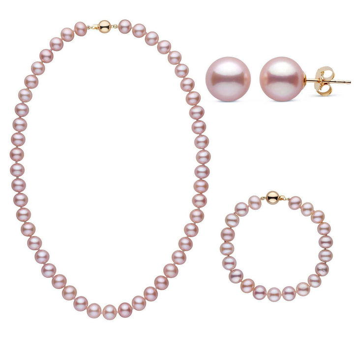 18 Inch 3 Piece Set of 8.5-9.0 mm AA+ Lavender Freshwater Pearls