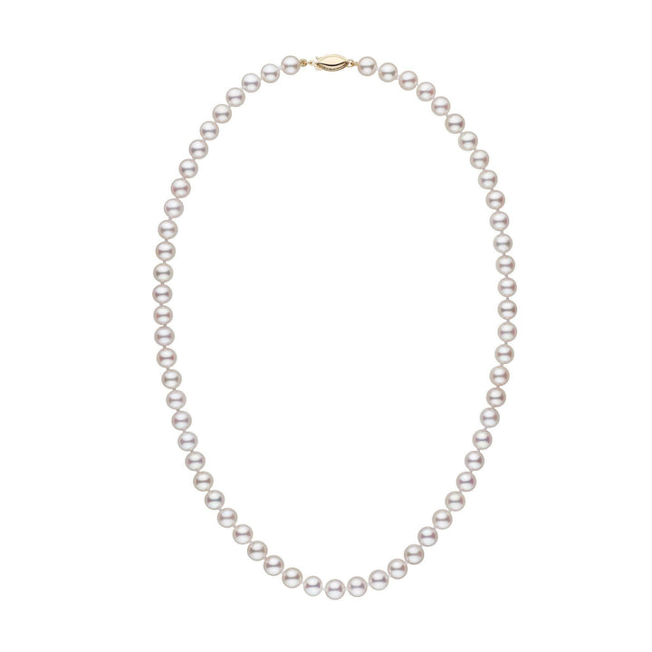 Products 6.0-6.5 mm 18 Inch White Akoya AAA Pearl Necklace Yellow Gold