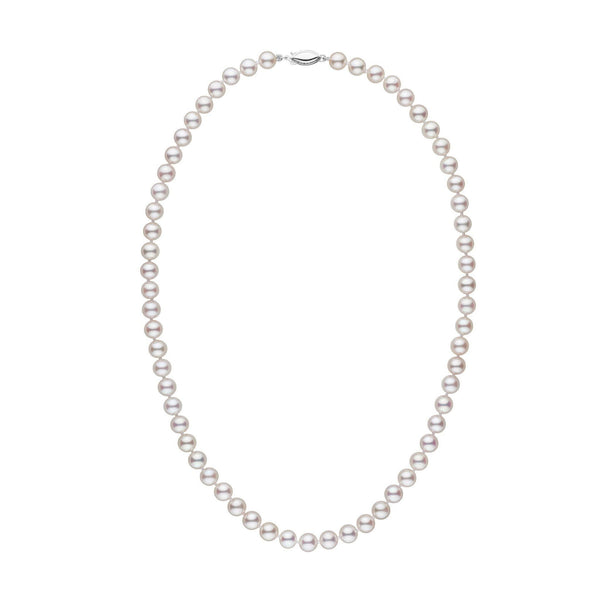 6.5-7.0 mm 18 Inch AAA White Akoya Pearl Necklace White Gold