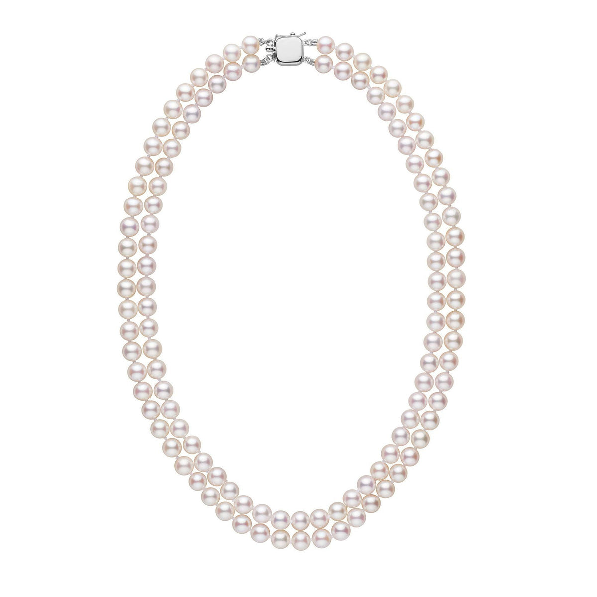 Products 6.5-7.0 mm 18-inch Double-Strand White Akoya AA+ Pearl Necklace White Gold