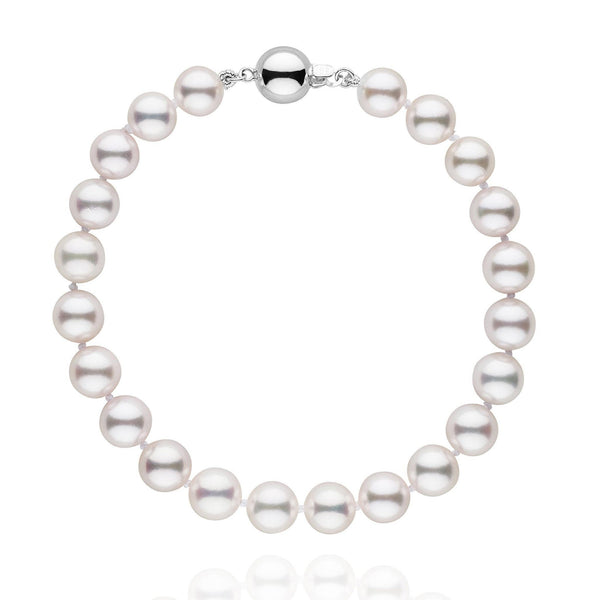 7.0-7.5 mm White Akoya AAA Pearl Bracelet white gold