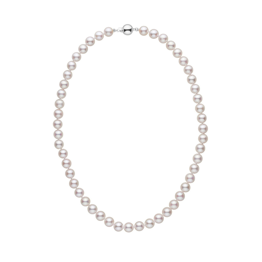 7.5-8.0 mm 16 inch AAA White Akoya Pearl Necklace White Gold
