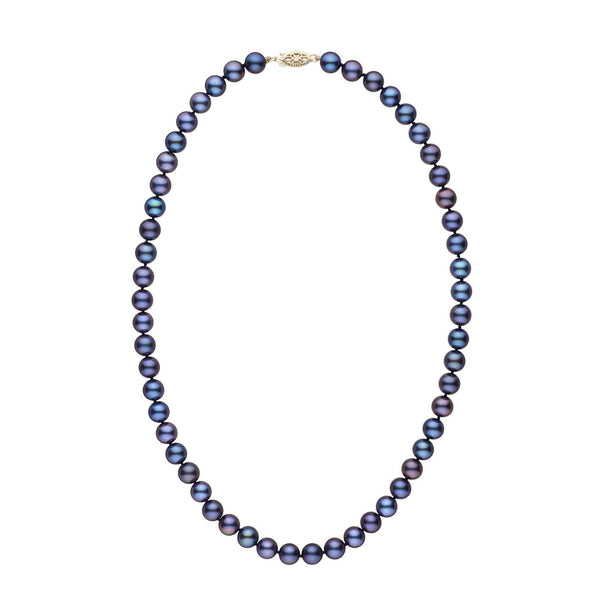 7.5-8.0 mm AA+ Black Freshwater Pearl Necklace yg