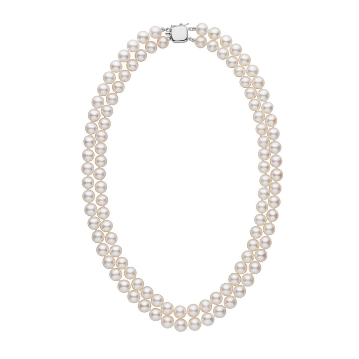 7.5-8.0 mm Double Strand AAA White Freshwater Pearl Necklace