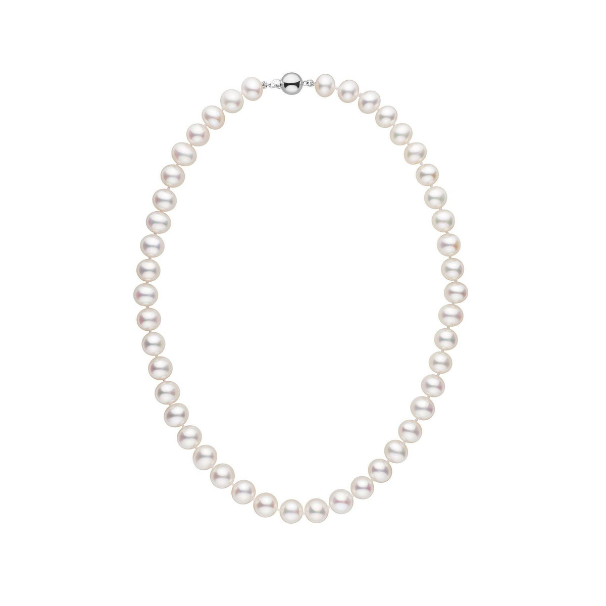 8.5-9.0 mm White Freshwater Pearl Necklace white gold