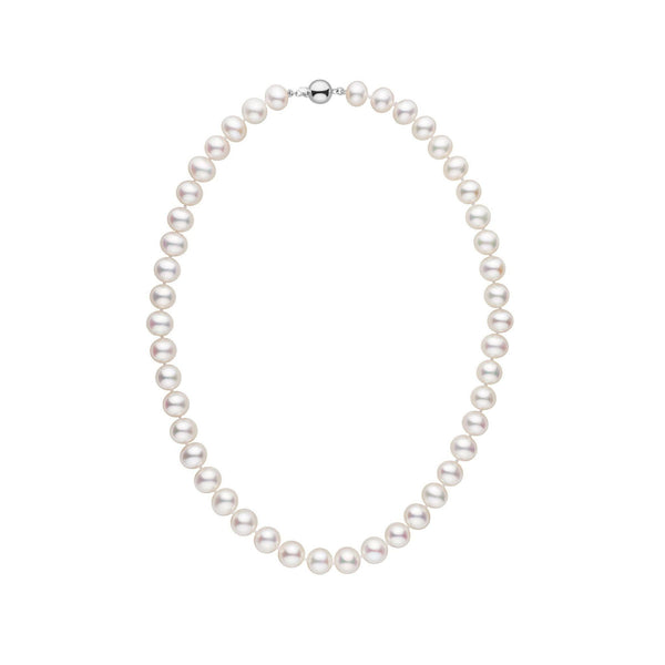 8.5-9.0 mm White Freshwater Pearl Necklace white gold