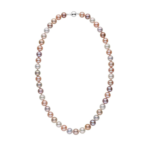 8.5-9.0 mm AAA Multicolor Freshwater Pearl Necklace white gold