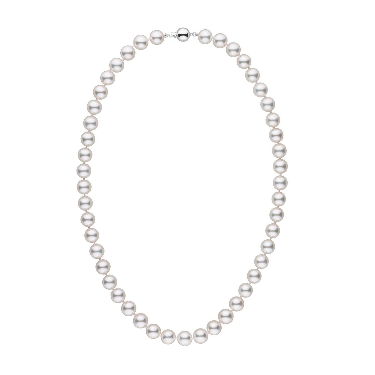 8.5-9.0 mm 18 inch AAA White Akoya Pearl Necklace White gold