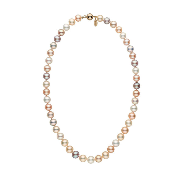 8.5-9.0 mm Multicolor Freshadama Freshwater Pearl Necklace Yellow Gold