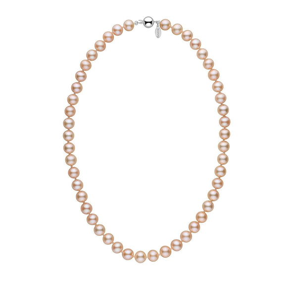 8.5-9.0 mm Pink to Peach Freshadama Freshwater Pearl Necklace white gold