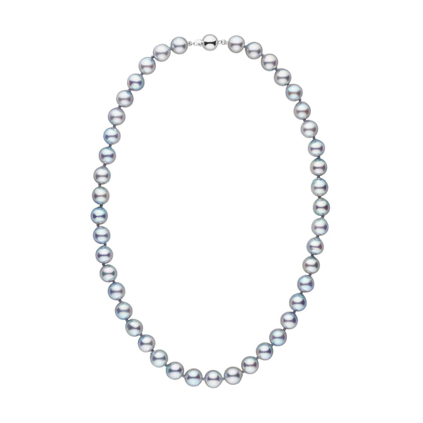 9.0-9.5 mm Silver-Blue Akoya Baroque Pearl Necklace white gold