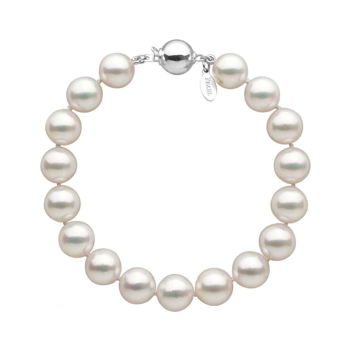 9.0-9.5 mm White Hanadama Akoya Pearl Bracelet in white gold