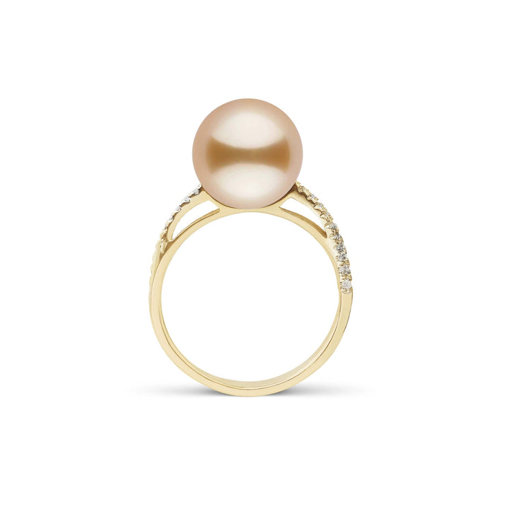 Pirouette Collection 10.0-11.0 mm Golden South Sea Pearl and Diamond Ring Yellow Goldside