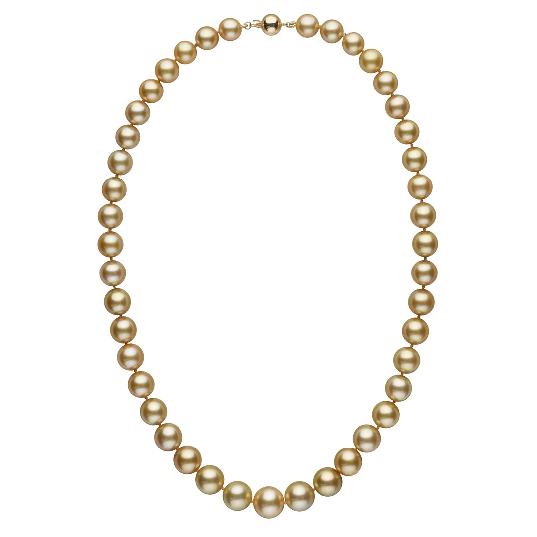 8.4-11.6 mm AA+/AAA Round Golden South Sea Pearl Necklace