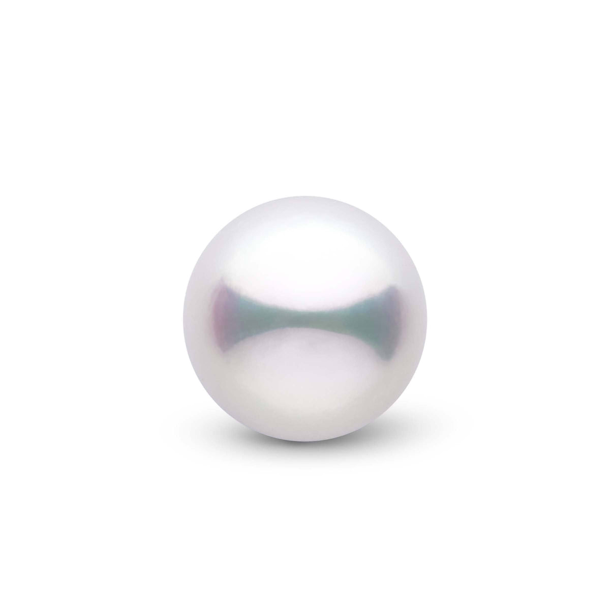 Single loose white akoya pearl with smooth, glossy surface and subtle iridescent sheen, representing the product Loose White Akoya Pearl (Sold as Set of 4).