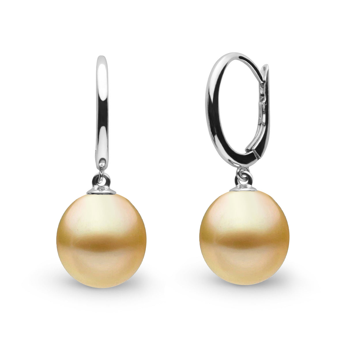 Solid Eternal Collection 10.0-11.0 mm Golden South Sea Drop Pearl Earrings WG