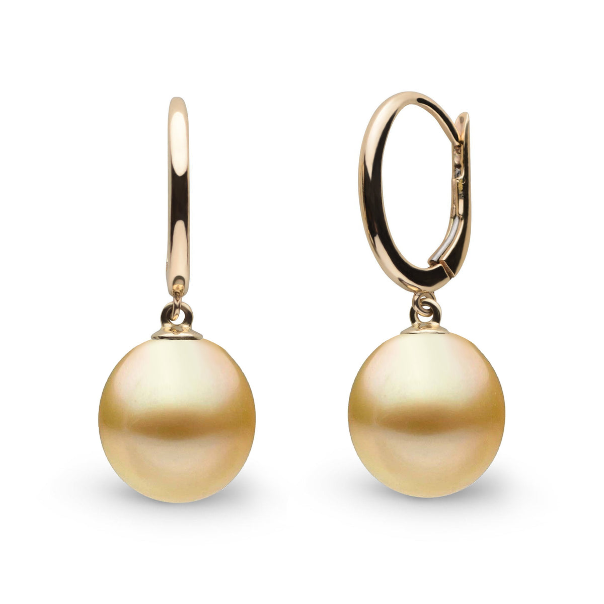 Solid Eternal Collection 10.0-11.0 mm Golden South Sea Drop Pearl Earrings YG
