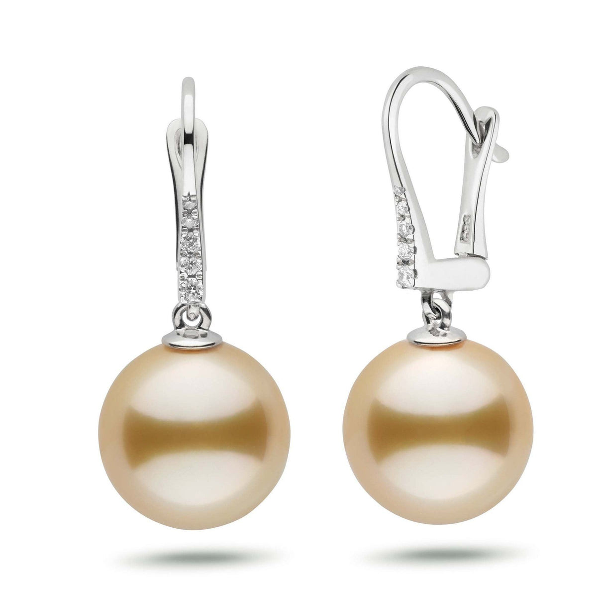 Allure Collection Golden South Sea 12.0-13.0 mm Pearl & Diamond Dangle Earrings wg