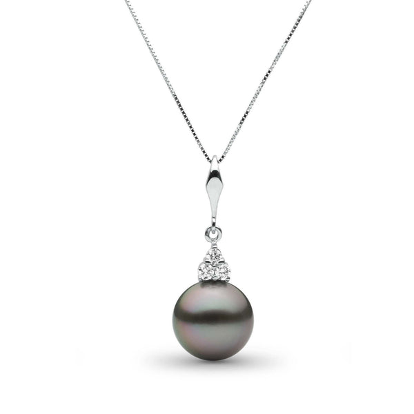 Always Collection 10.0-11.0 mm Tahitian Pearl and Diamond Pendant white gold