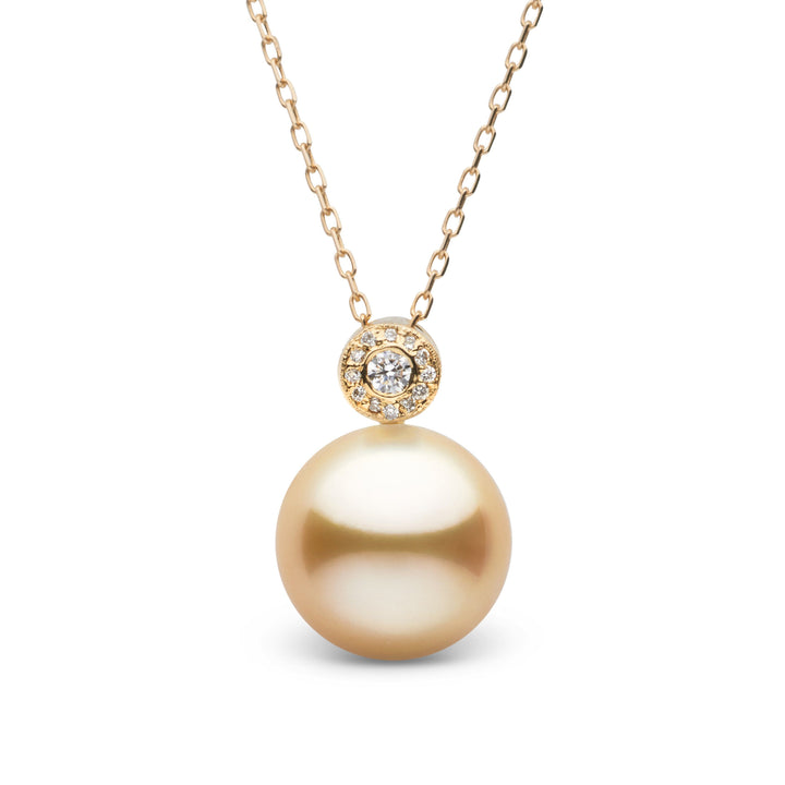Aura Collection Golden 11.0-12.0 mm South Sea Pearl and Diamond Pendant