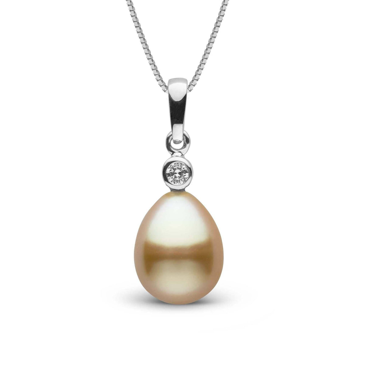 Brilliant Collection Drop Golden 9.0-10.0 mm South Sea Pearl and Diamond Pendant wg