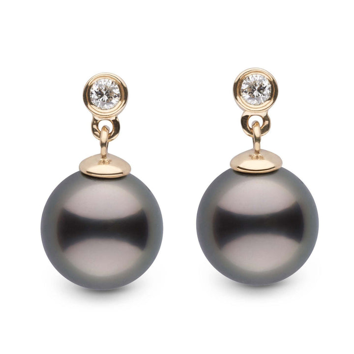 Brilliant Collection Tahitian 8.0-9.0 mm Pearl and Diamond Dangle Earrings yg