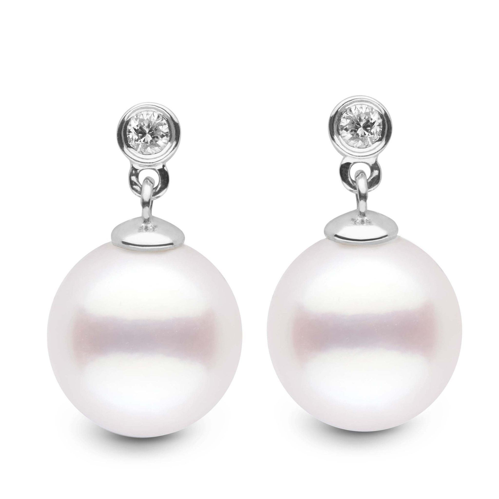 Diamond pearl earrings white gold Clearance