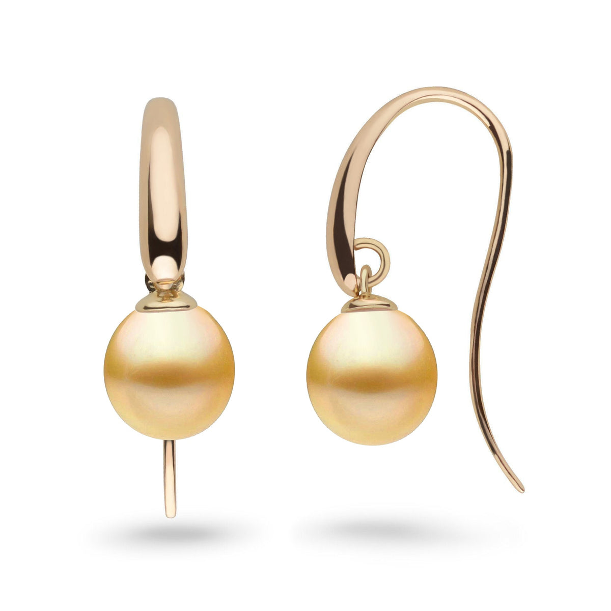 Cascade Collection 9.0-10.0 mm Golden South Sea Drop Pearl Earrings yg