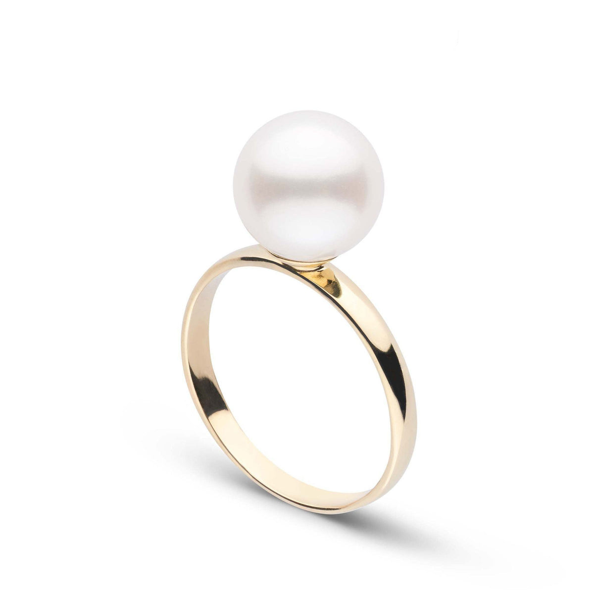 Classic Collection 8.5-9.0 mm Freshadama Pearl Ring featuring a large, round white freshwater pearl set on a simple, elegant yellow gold band.