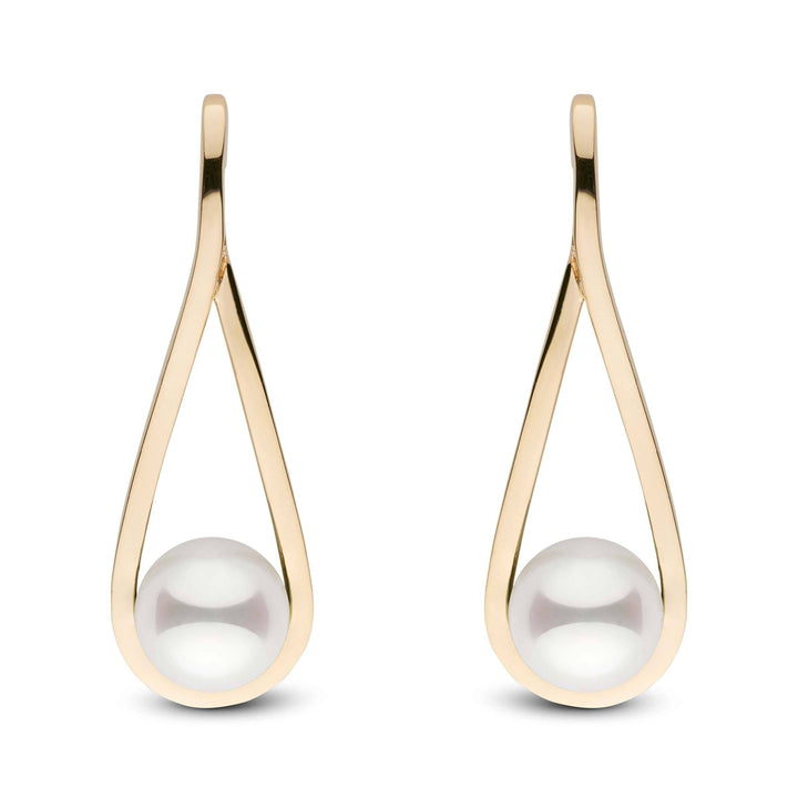 Cradle Collection Akoya Pearl Earrings yellow gold front