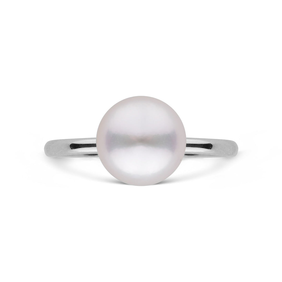 Demure Classic Collection 7.0-7.5 mm Akoya Pearl Ring white gold top view