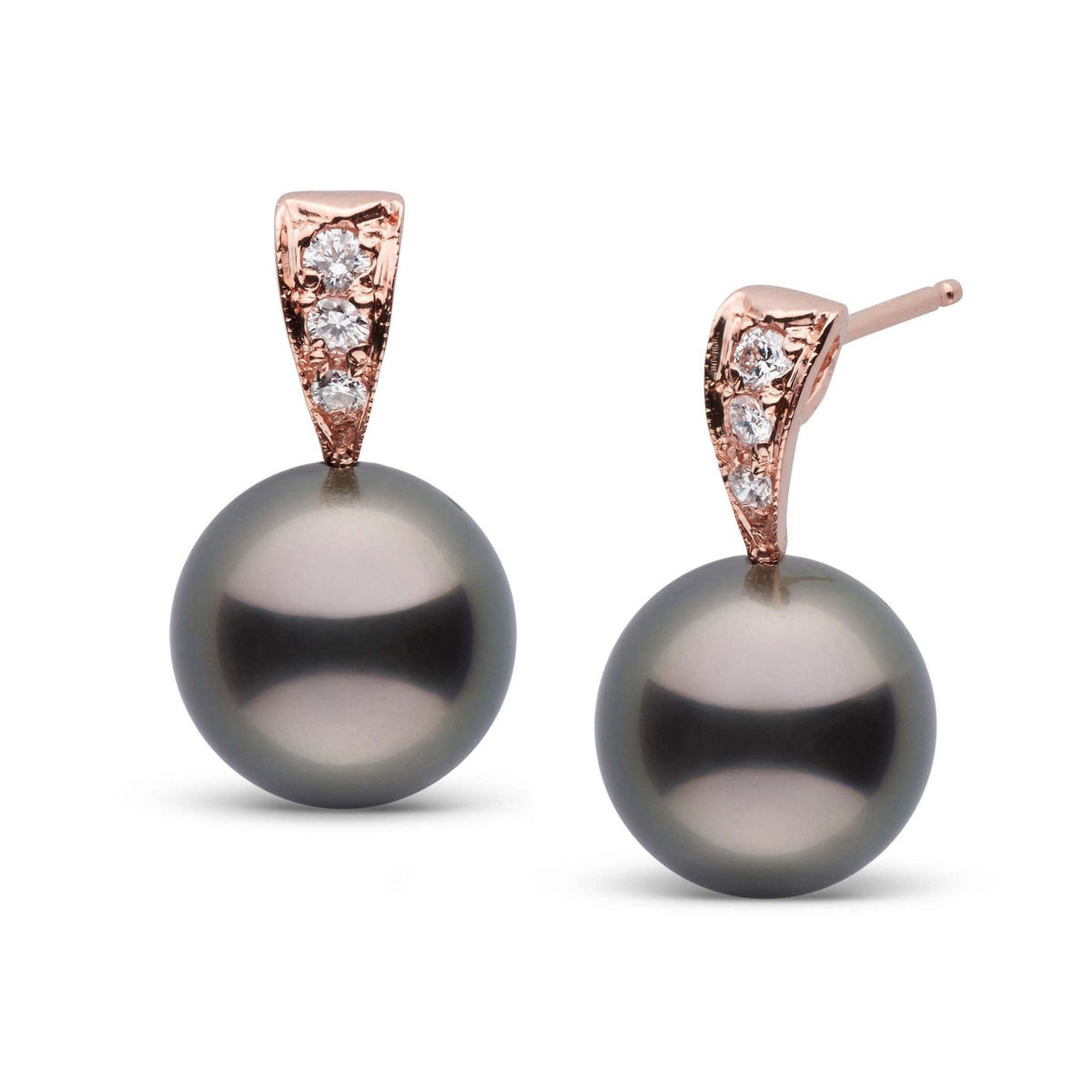 Desire Collection 9.0- 10.0 mm Tahitian Pearl and Diamond Earrings