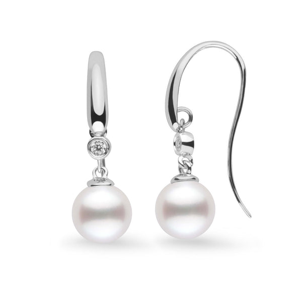Diamond Cascade Collection 9.0-10.0 mm White South Sea Pearl Earrings wg