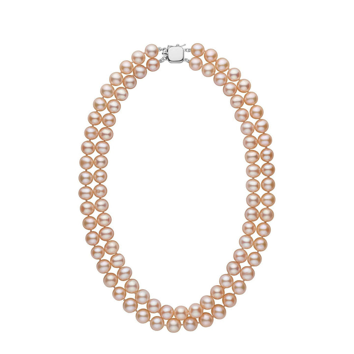 Double Strand 8.5-9.0 mm AA+ Pink to Peach Freshwater Pearl Necklace